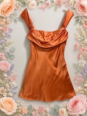 Beginning Boutique Slip Dress in Orange Mini Pretty Date Night